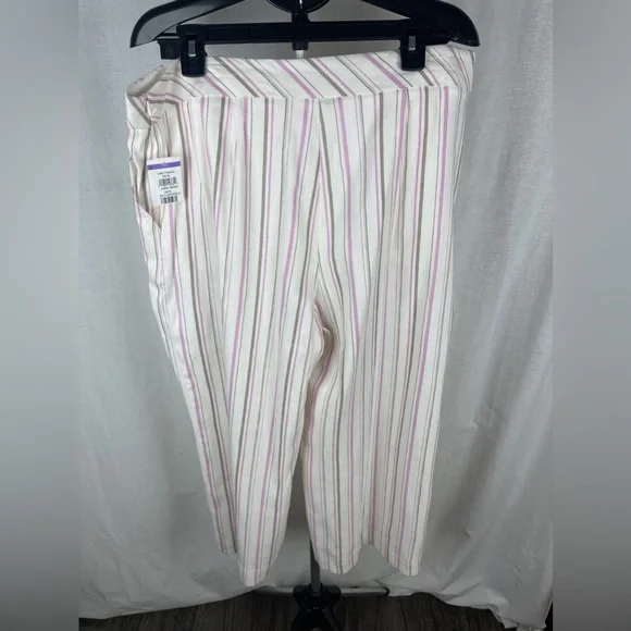 Trina Turk White Monument Pink and Brown Striped Pants Size 14 NWT - Picture 9 of 13